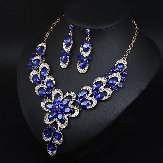 Jewelry Set 3Pcs Rhinestone Alloy Earrings Necklace Women'S Vintage Fashion Cute Geometrical Geometric Jewelry Set for Wedding Party Anniversary