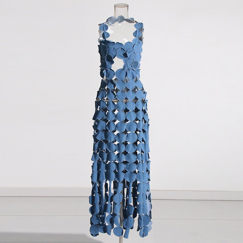 Backless Denim Maxi Dress with Cutout Design for a Stunning Summer Look-Slay Eclectic