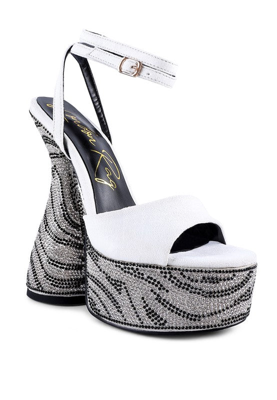 Bedazzling Zebra Print Diamante Heels Sandals | Slay Eclectic