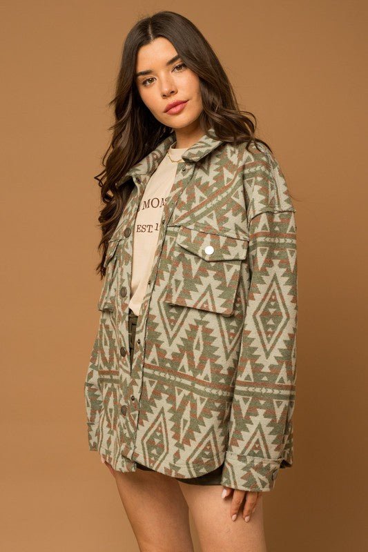 Bohemian Aztec Print Shacket with 3D Pockets | Slay Eclectic