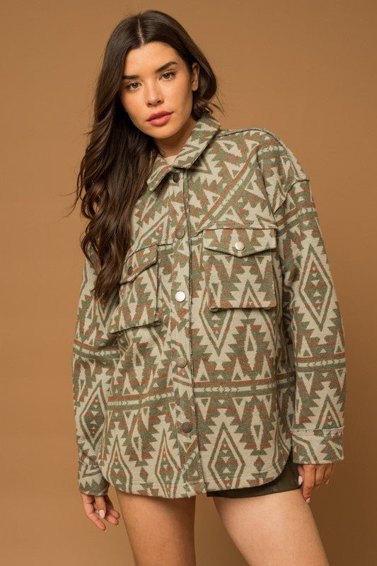 Bohemian Aztec Print Shacket with 3D Pockets | Slay Eclectic