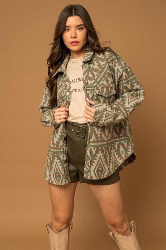 Bohemian Aztec Print Shacket with 3D Pockets | Slay Eclectic