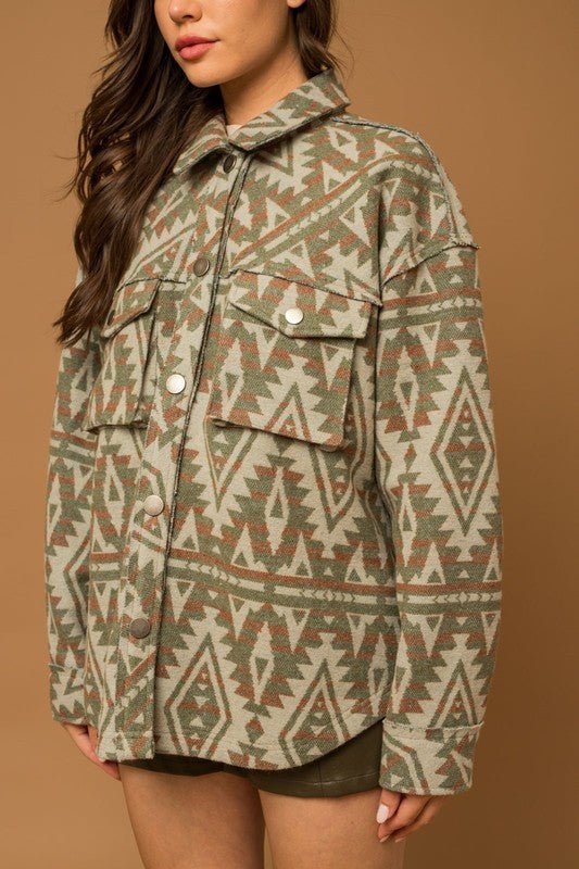 Bohemian Aztec Print Shacket with 3D Pockets | Slay Eclectic