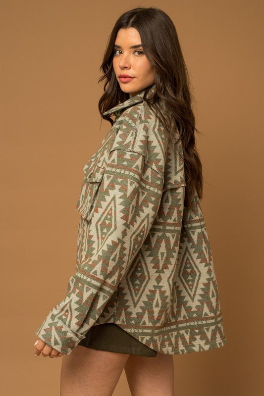 Bohemian Aztec Print Shacket with 3D Pockets | Slay Eclectic