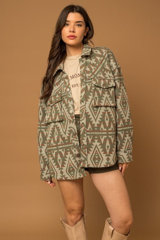 Bohemian Aztec Print Shacket with 3D Pockets | Slay Eclectic