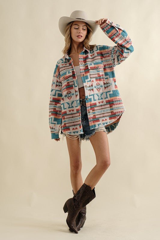 Bohemian Frayed Aztec Shacket | Slay Eclectic