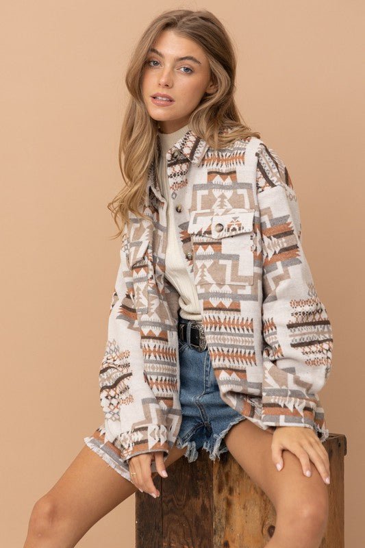 Bohemian Frayed Aztec Shacket | Slay Eclectic