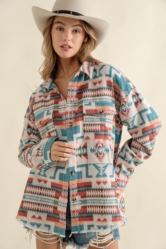 Bohemian Frayed Aztec Shacket | Slay Eclectic