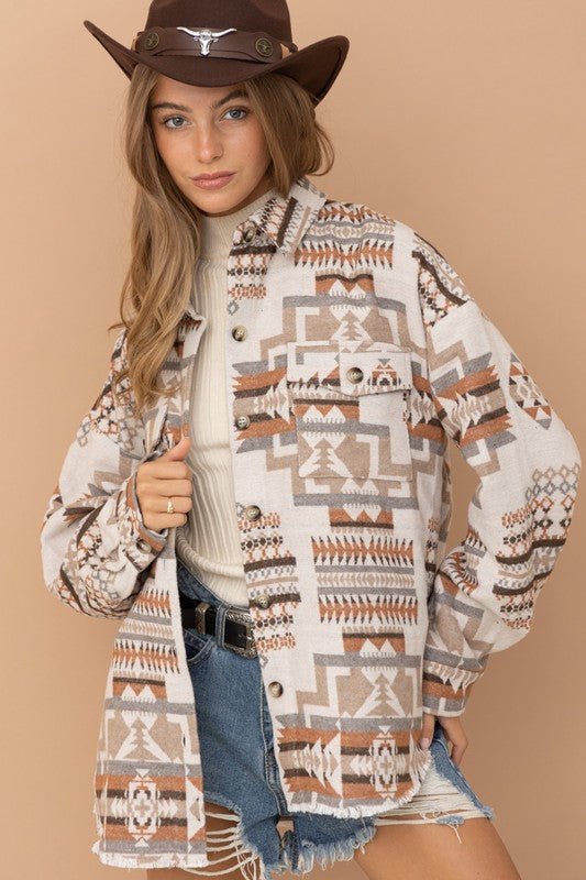 Bohemian Frayed Aztec Shacket | Slay Eclectic