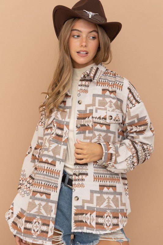 Bohemian Frayed Aztec Shacket | Slay Eclectic