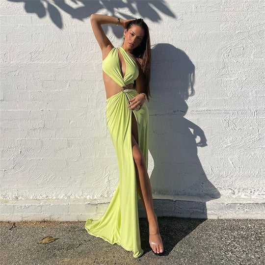 Botanical Cutout Maxi Dress - Green - Slay Eclectic