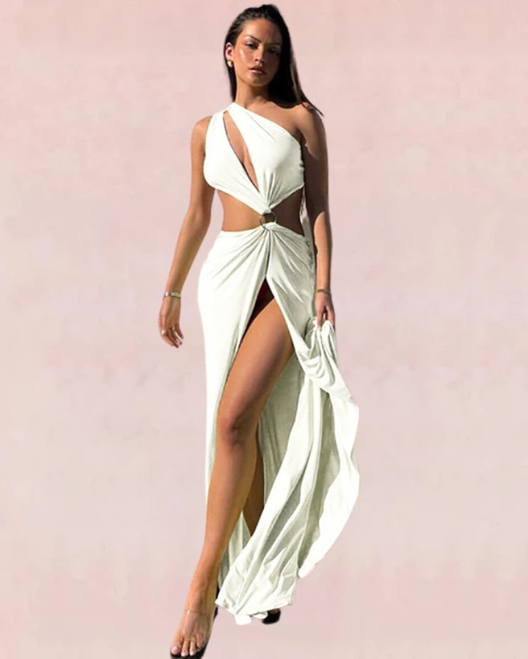 Botanical Cutout Maxi Dress - White | Slay Eclectic