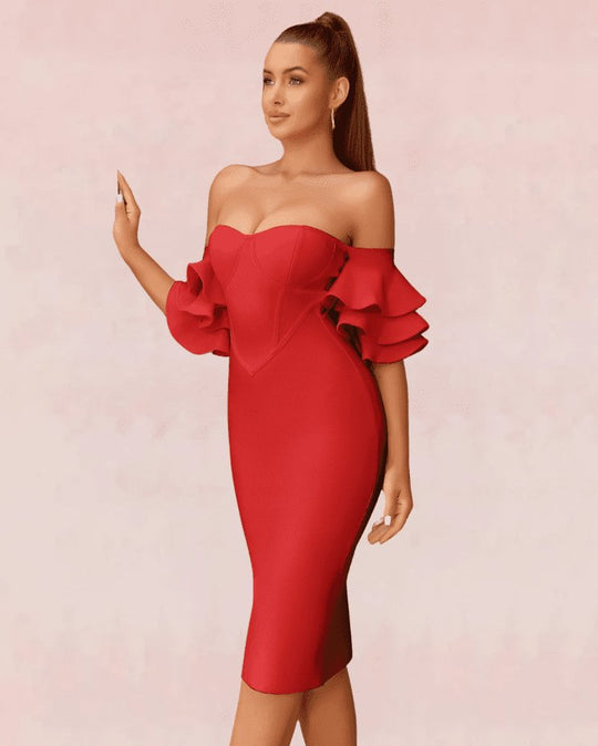 Bridal Whimsy Bandage Midi Dress - Red - Slay Eclectic