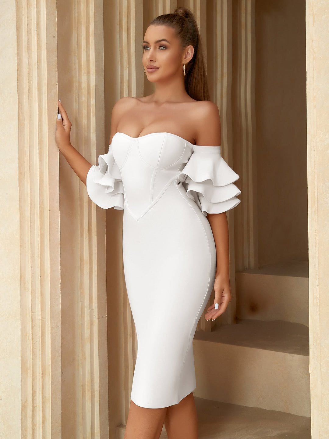 Bridal Whimsy Bandage Midi Dress - White | Slay Eclectic