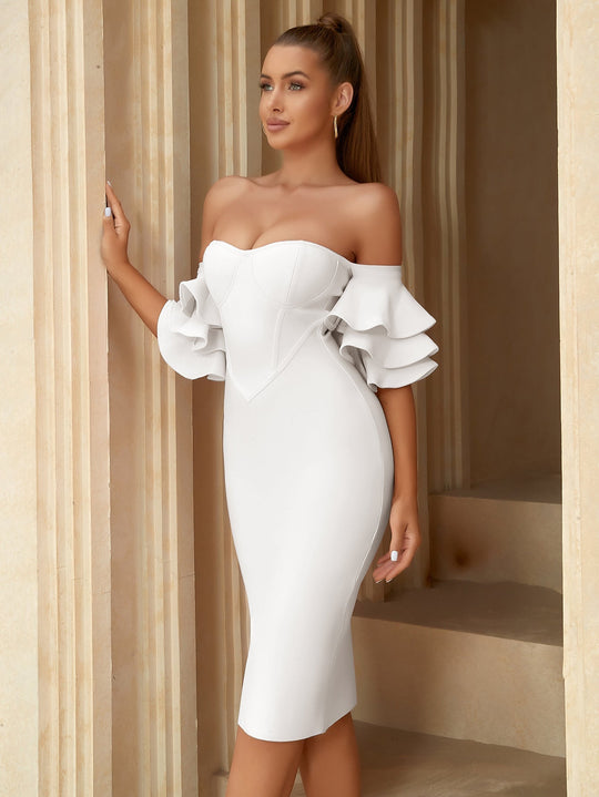 Bridal Whimsy Bandage Midi Dress - White | Slay Eclectic