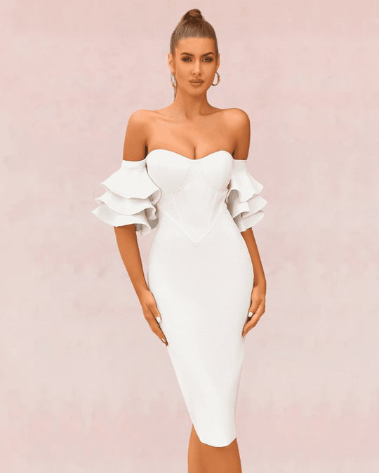 Bridal Whimsy Bandage Midi Dress - White - Slay Eclectic