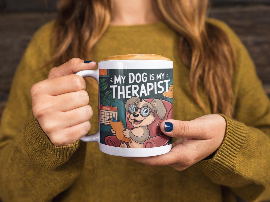 Canine Cuddle Therapy Mug - Humorous Ceramic Coffee Cup for Dog Lovers, Perfect Gift for Dog Moms and Pet Enthusiasts!-Slay Eclectic