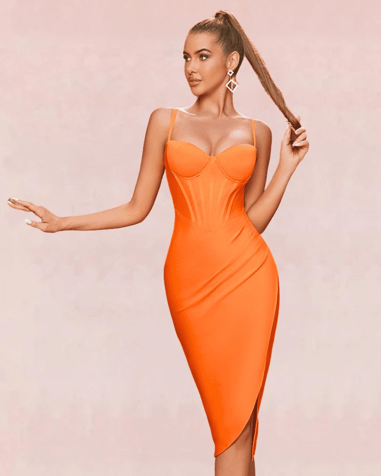 Canyon Bandage Midi Dress - Orange | Slay Eclectic