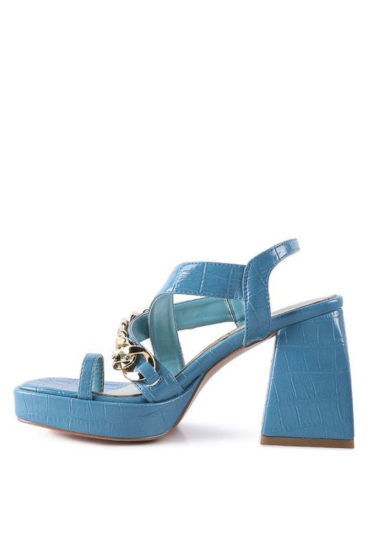 Chain Strap Croc Block Heel Sandals - Slay Eclectic