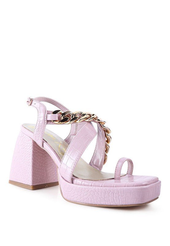 Chain Strap Croc Block Heel Sandals - Slay Eclectic