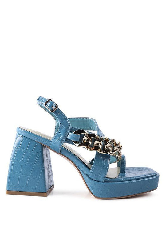 Chain Strap Croc Block Heel Sandals - Slay Eclectic