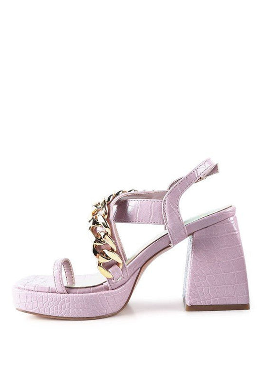 Chain Strap Croc Block Heel Sandals - Slay Eclectic