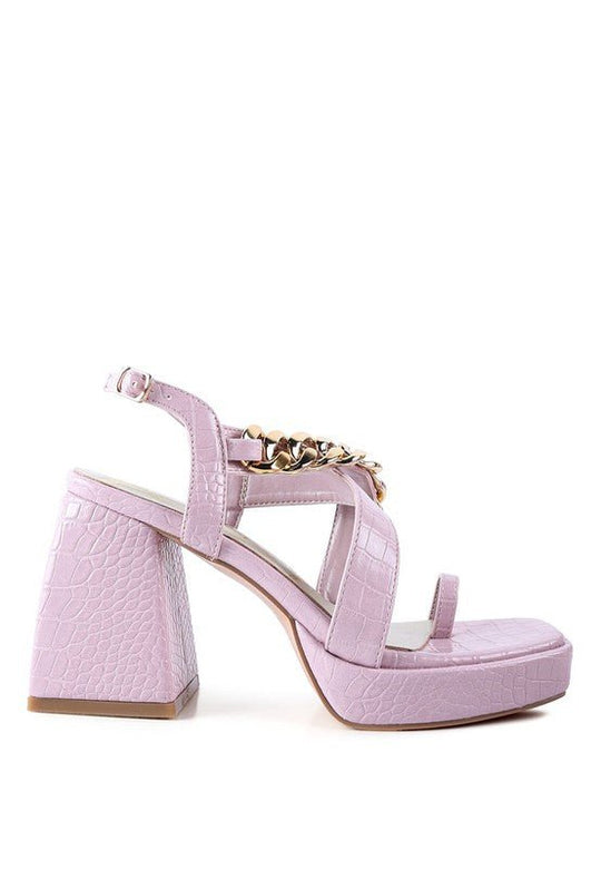 Chain Strap Croc Block Heel Sandals - Slay Eclectic