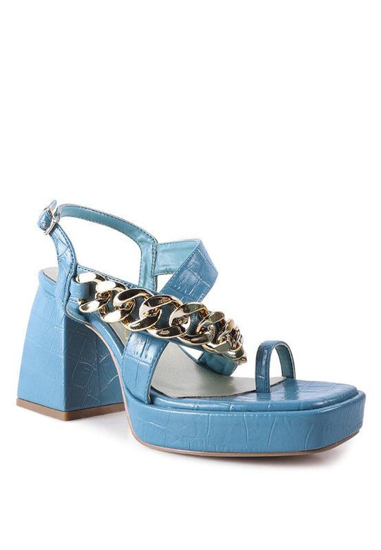 Chain Strap Croc Block Heel Sandals - Slay Eclectic