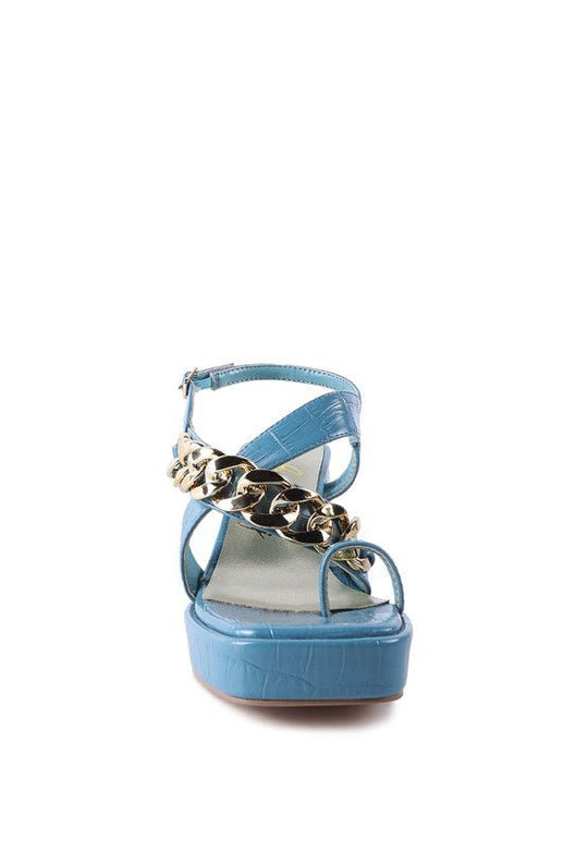 Chain Strap Croc Block Heel Sandals - Slay Eclectic