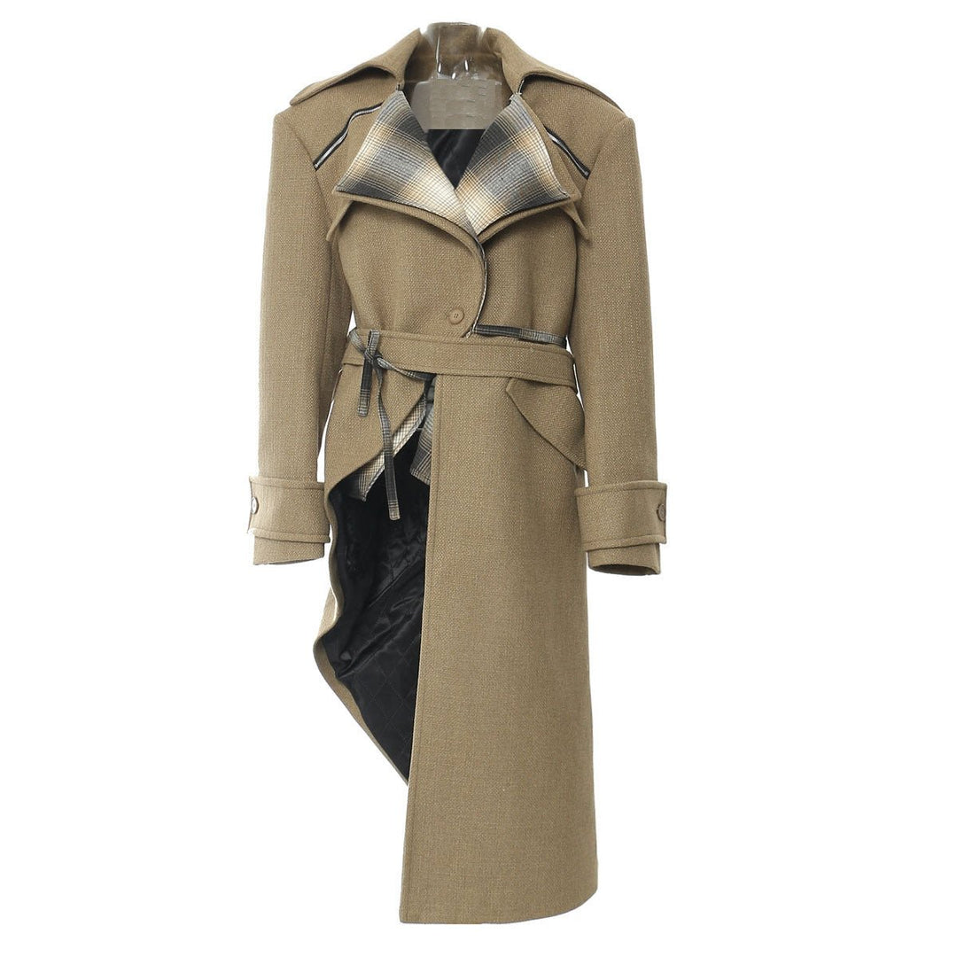 Chic Asymmetric Detachable Wool Trench Coat for Elegant Fall/Winter Looks-Slay Eclectic