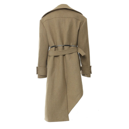 Chic Asymmetric Detachable Wool Trench Coat for Elegant Fall/Winter Looks-Slay Eclectic