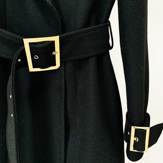 Chic Belted Long Woolen Coat for Autumn & Winter-Slay Eclectic