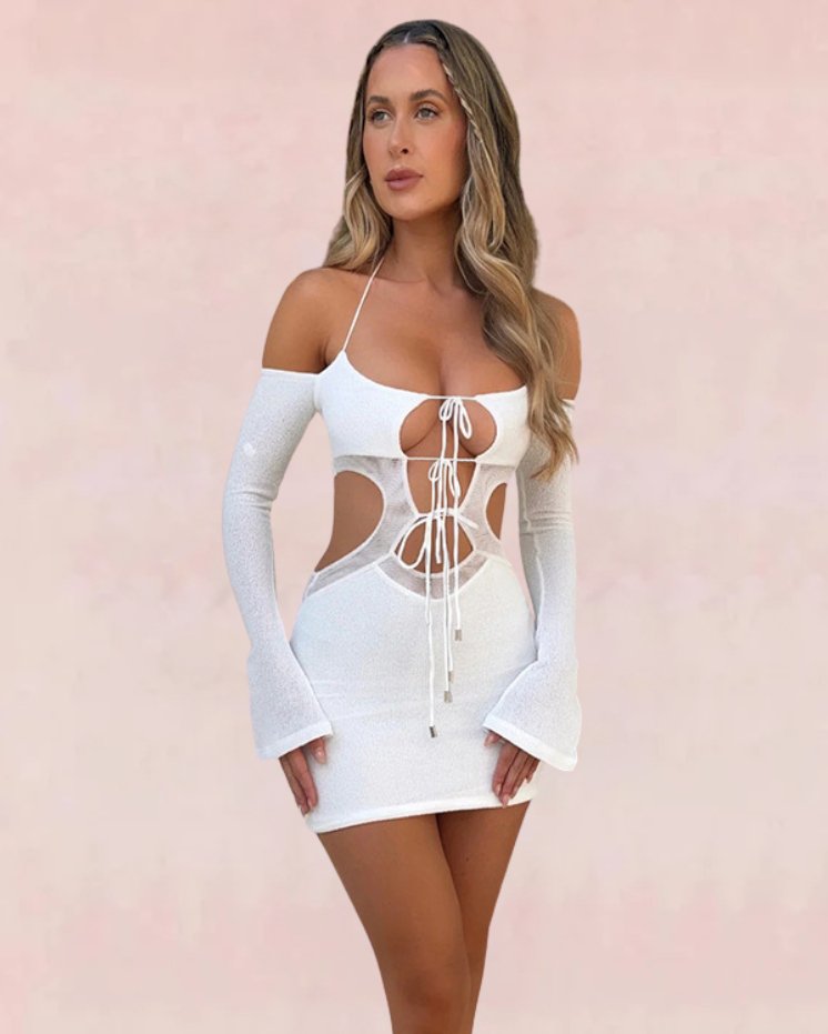 Chic Lace Bandage Mini Dress - White | Slay Eclectic