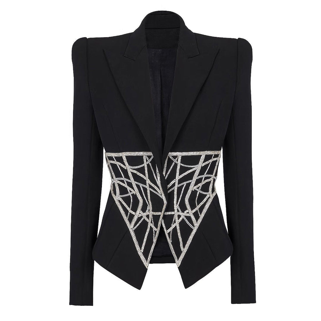 Chic Rhinestone - Accented Slim Fit Blazer for Women - Ideal for Spring and Autumn Office Wear - Slay Eclectic