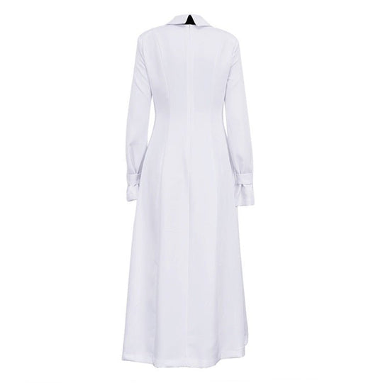 Chic Women's Long Sleeve Collared Split Dress for Early Spring Elegance-Slay Eclectic