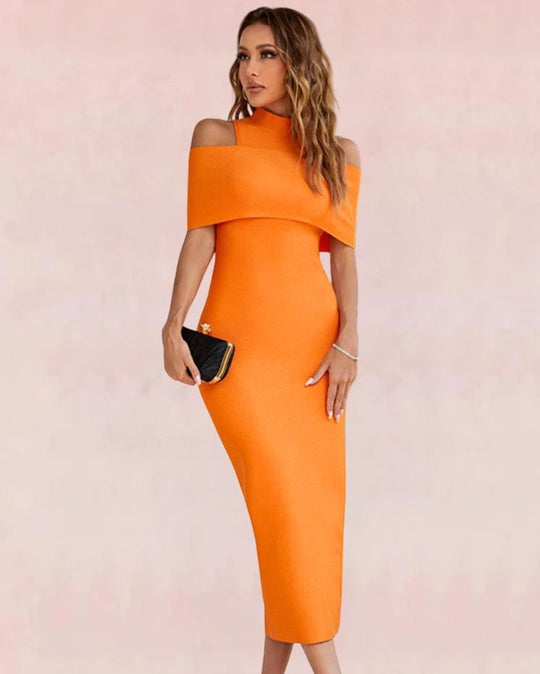 City Chic Bandage Midi Dress - Orange | Slay Eclectic