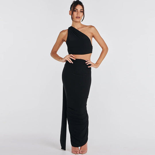 Croptop Allure Bodycon Maxi Dress - Black | Slay Eclectic