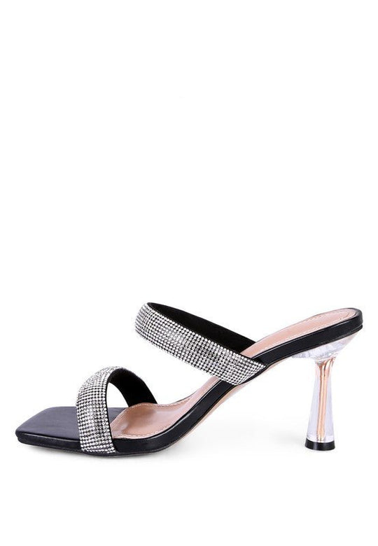 Crystal Gleam Double Metallic Strap Slide Heels | Slay Eclectic