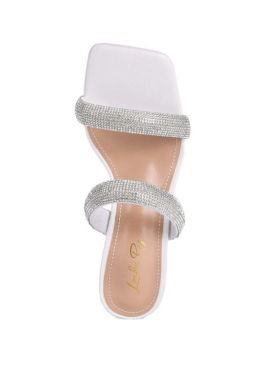 Crystal Gleam Double Metallic Strap Slide Heels | Slay Eclectic