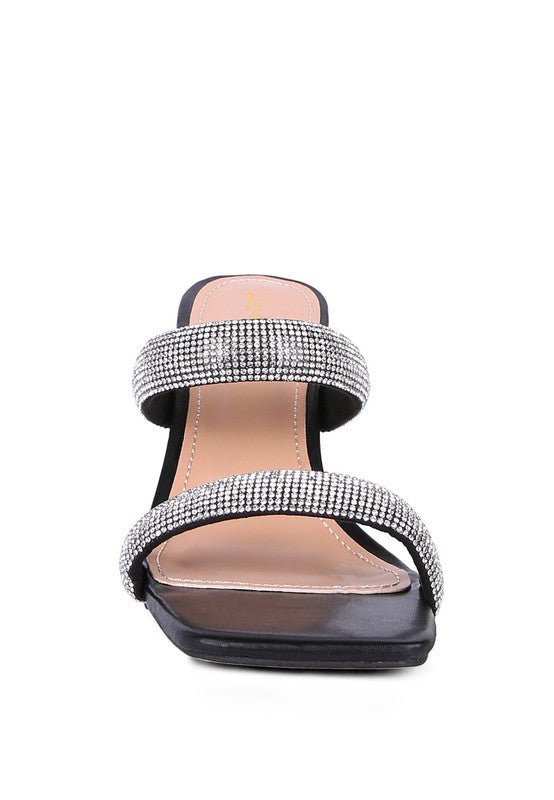 Crystal Gleam Double Metallic Strap Slide Heels - Slay Eclectic