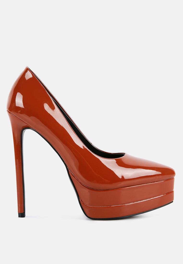 Cuddles Patent Faux Leather Platform Stiletto Pumps-0