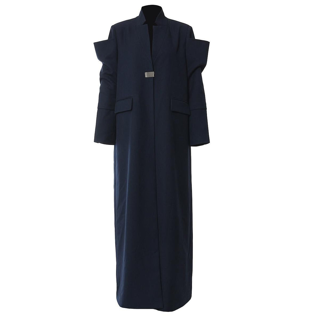 Customizable Long Trench Coat for Women with Unique Cutting and Stitching Design - Slay Eclectic