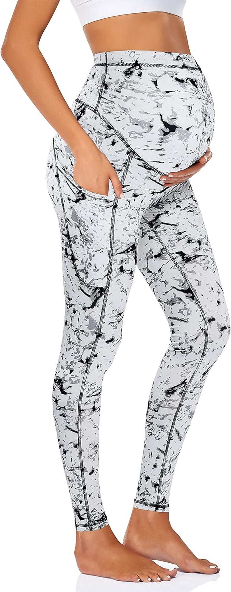 Maternity Leggings over the Belly Pregnancy Yoga Pants with Side Pockets