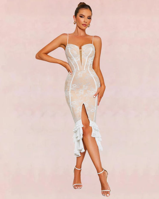 Dainty Bandage Midi Dress - White - Slay Eclectic