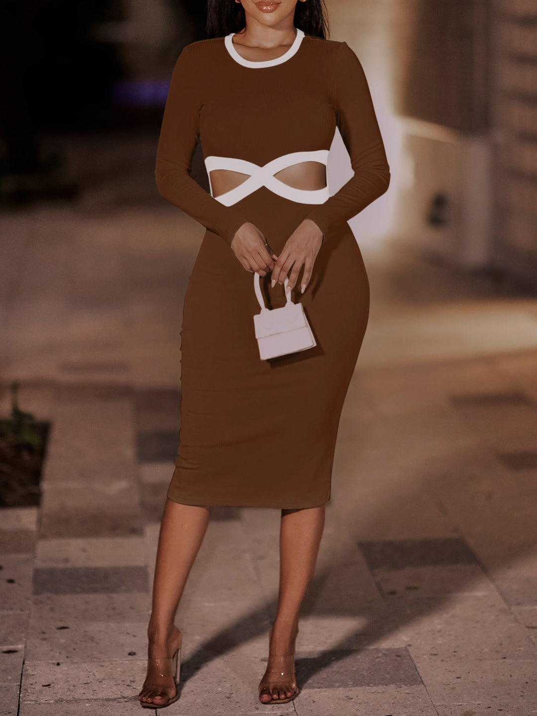 Daring Cutout Bandage Midi Dress - Brown | Slay Eclectic