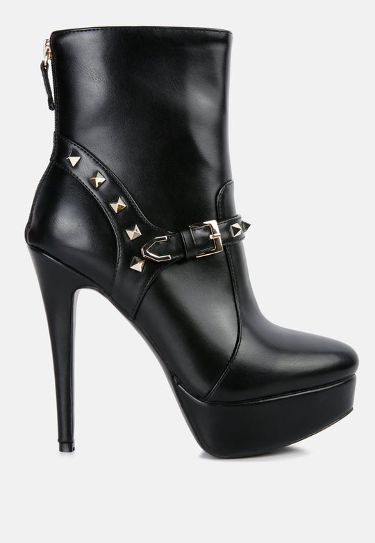 Dejang Metal Stud Embellished Faux Leather Ankle Boot-6