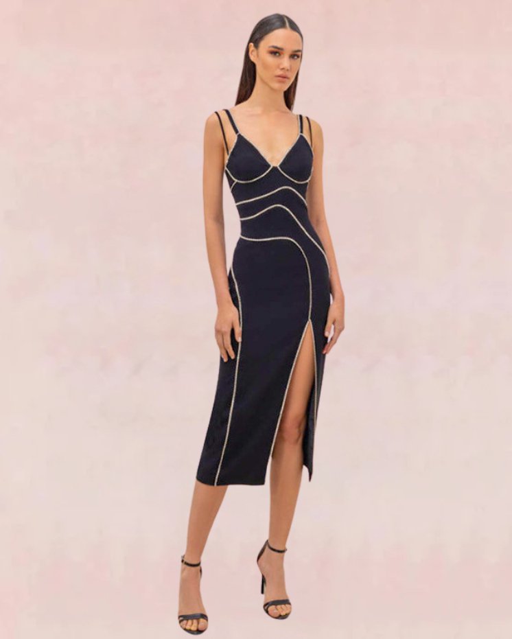 Diamond Vixen Bandage Midi Dress - Black | Slay Eclectic