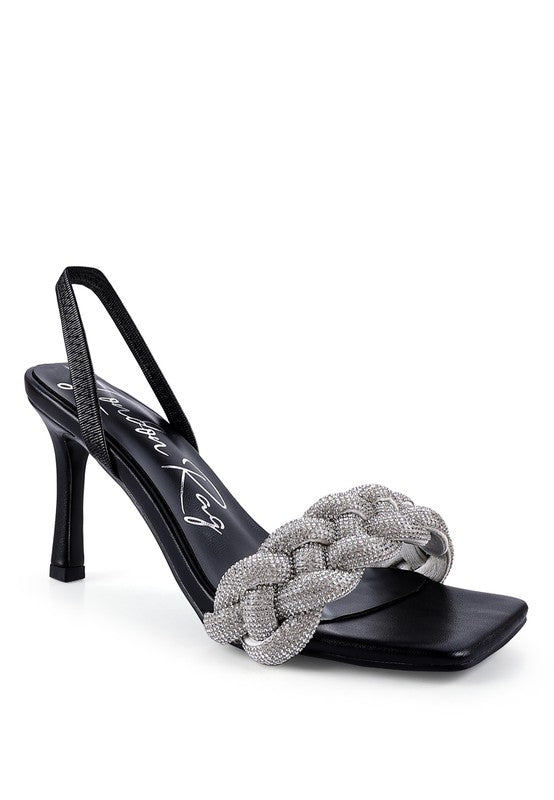 Diamond Weave Sparkling Soirée Heeled Sandals | Slay Eclectic