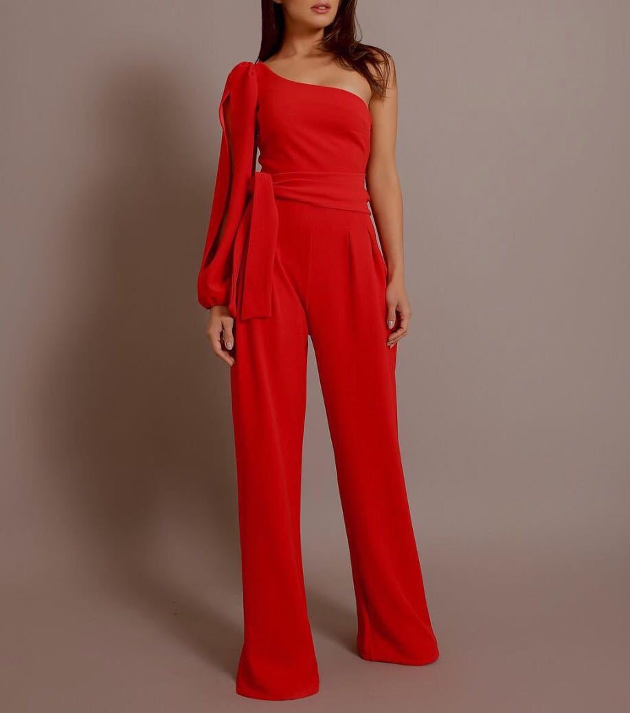 Divine Drift One-Shoulder Asymmetric Belted Jumpsuit-Slay Eclectic