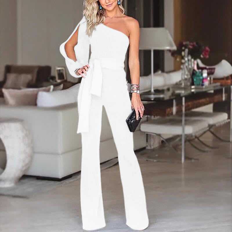 Divine Drift One-Shoulder Asymmetric Belted Jumpsuit-Slay Eclectic